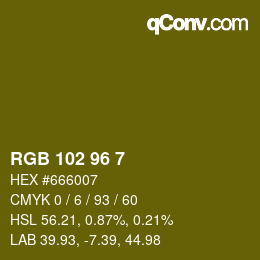 Color code: RGB 102 96 7 | qconv.com