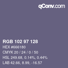 Color code: RGB 102 97 128 | qconv.com