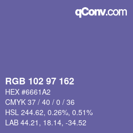 Color code: RGB 102 97 162 | qconv.com