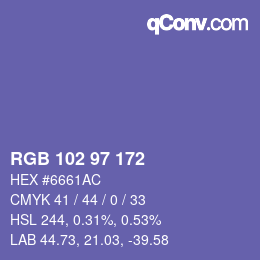 Color code: RGB 102 97 172 | qconv.com