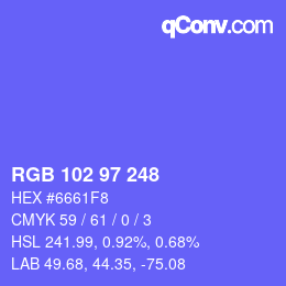 Color code: RGB 102 97 248 | qconv.com