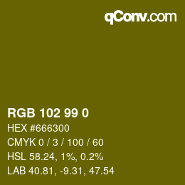 Color code: RGB 102 99 0 | qconv.com