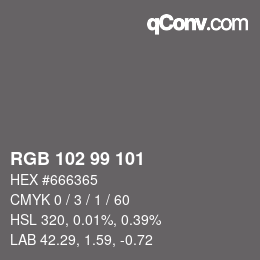 Color code: RGB 102 99 101 | qconv.com