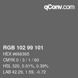 Código de color: RGB 102 99 101 | qconv.com