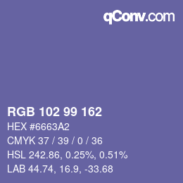Color code: RGB 102 99 162 | qconv.com