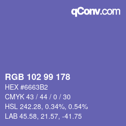 Color code: RGB 102 99 178 | qconv.com