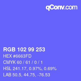 Color code: RGB 102 99 253 | qconv.com