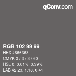 Farbcode: RGB 102 99 99 | qconv.com