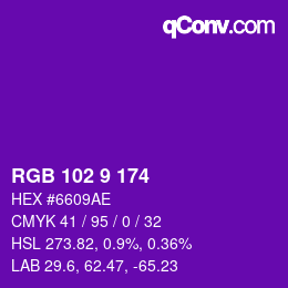 Color code: RGB 102 9 174 | qconv.com