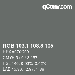 Color code: RGB 103.1 108.8 105 | qconv.com