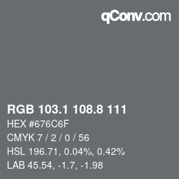Color code: RGB 103.1 108.8 111 | qconv.com