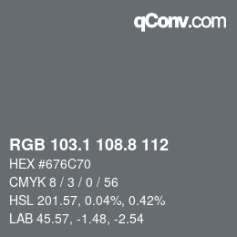 Color code: RGB 103.1 108.8 112 | qconv.com