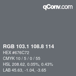 Color code: RGB 103.1 108.8 114 | qconv.com