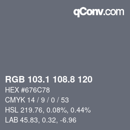 Color code: RGB 103.1 108.8 120 | qconv.com