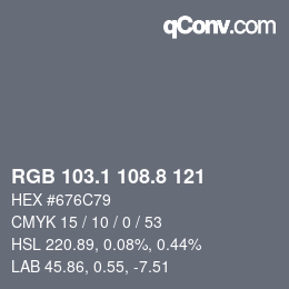 Color code: RGB 103.1 108.8 121 | qconv.com