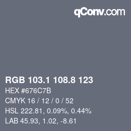 カラーコード: RGB 103.1 108.8 123 | qconv.com
