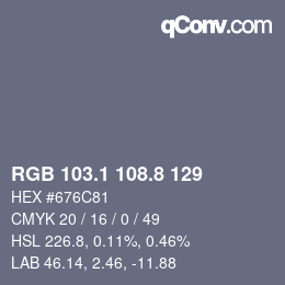 Color code: RGB 103.1 108.8 129 | qconv.com