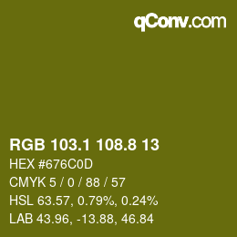 カラーコード: RGB 103.1 108.8 13 | qconv.com