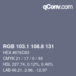 Color code: RGB 103.1 108.8 131 | qconv.com