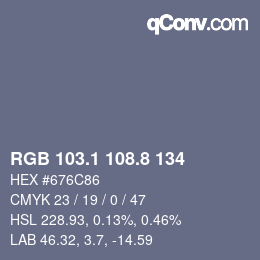 Color code: RGB 103.1 108.8 134 | qconv.com
