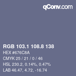 カラーコード: RGB 103.1 108.8 138 | qconv.com