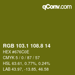 カラーコード: RGB 103.1 108.8 14 | qconv.com