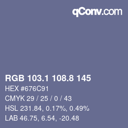 カラーコード: RGB 103.1 108.8 145 | qconv.com