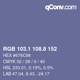 カラーコード: RGB 103.1 108.8 152 | qconv.com