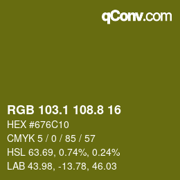 カラーコード: RGB 103.1 108.8 16 | qconv.com