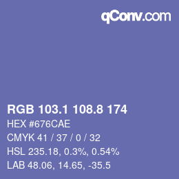 Color code: RGB 103.1 108.8 174 | qconv.com