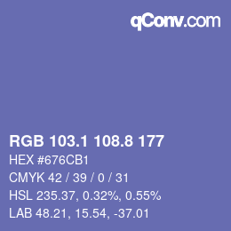 Farbcode: RGB 103.1 108.8 177 | qconv.com