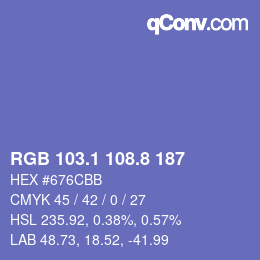 カラーコード: RGB 103.1 108.8 187 | qconv.com
