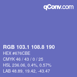 カラーコード: RGB 103.1 108.8 190 | qconv.com