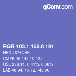 カラーコード: RGB 103.1 108.8 191 | qconv.com