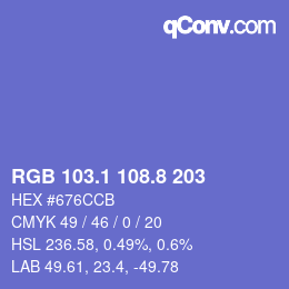 カラーコード: RGB 103.1 108.8 203 | qconv.com