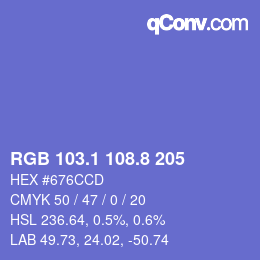 カラーコード: RGB 103.1 108.8 205 | qconv.com