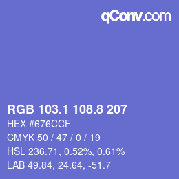 カラーコード: RGB 103.1 108.8 207 | qconv.com