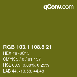 カラーコード: RGB 103.1 108.8 21 | qconv.com