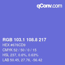 カラーコード: RGB 103.1 108.8 217 | qconv.com
