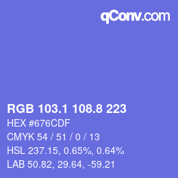 カラーコード: RGB 103.1 108.8 223 | qconv.com