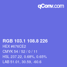 カラーコード: RGB 103.1 108.8 226 | qconv.com