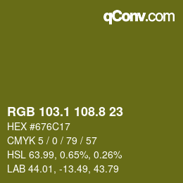 カラーコード: RGB 103.1 108.8 23 | qconv.com