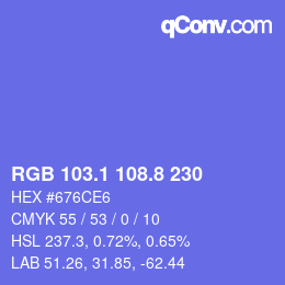 カラーコード: RGB 103.1 108.8 230 | qconv.com
