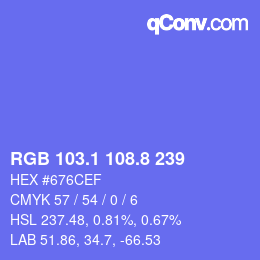 カラーコード: RGB 103.1 108.8 239 | qconv.com