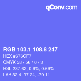 カラーコード: RGB 103.1 108.8 247 | qconv.com