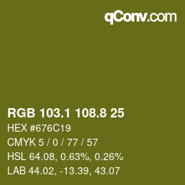 カラーコード: RGB 103.1 108.8 25 | qconv.com