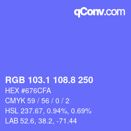 カラーコード: RGB 103.1 108.8 250 | qconv.com