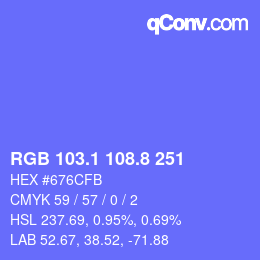 カラーコード: RGB 103.1 108.8 251 | qconv.com