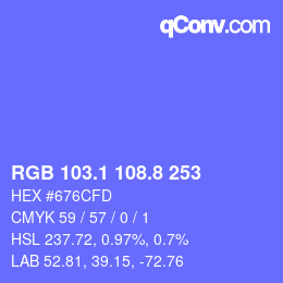 カラーコード: RGB 103.1 108.8 253 | qconv.com