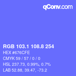 カラーコード: RGB 103.1 108.8 254 | qconv.com